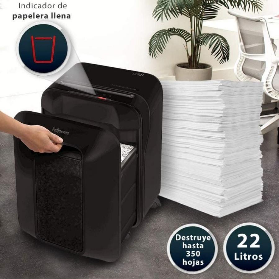 Destructora Fellowes LX201/ Corte en Partículas de 2 x 12mm/ Negra