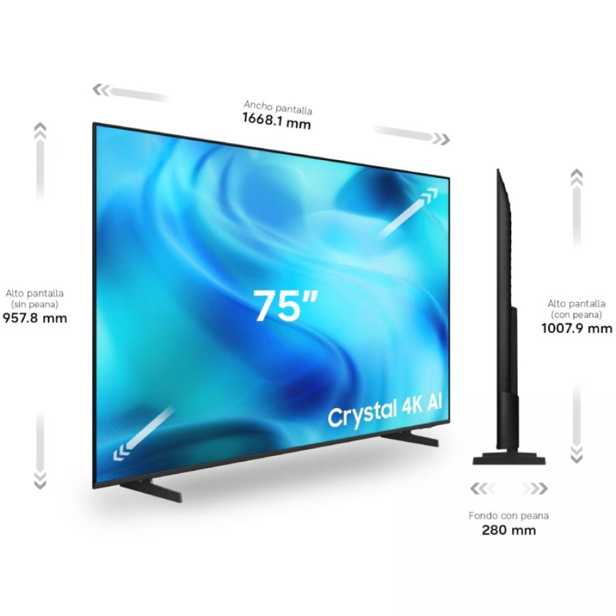 Televisor Samsung Crystal 4K AI U8075H 75'/ Ultra HD 4K/ Smart TV/ WiFi