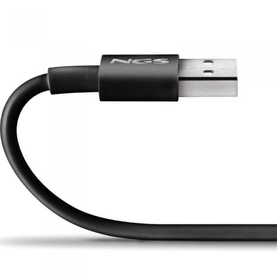 Cable USB 2.0 NGS ZYRO-AC/ USB Macho - USB Tipo-C Macho/ Hasta 15W/ 480Mbps/ 1m/ Negro