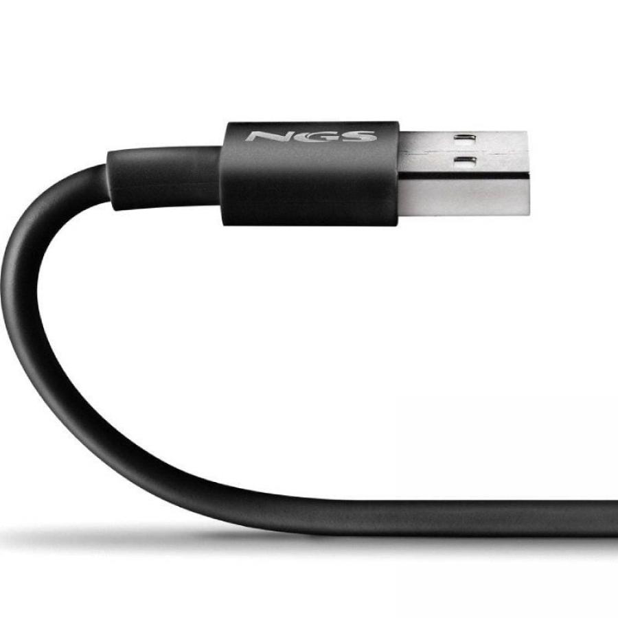 Cable USB 2.0 NGS ZYRO-AC/ USB Macho - USB Tipo-C Macho/ Hasta 15W/ 480Mbps/ 1m/ Negro