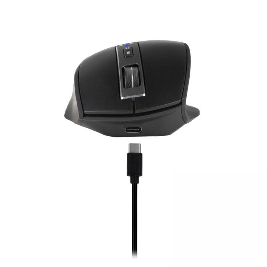 Ratón Ergonómico Inalámbrico NGS BLUR-RB/ Batería recargable/ Hasta 3200 DPI/ Negro
