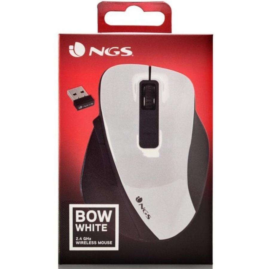 Ratón Inalámbrico NGS Bow/ Hasta 1600 DPI/ Blanco