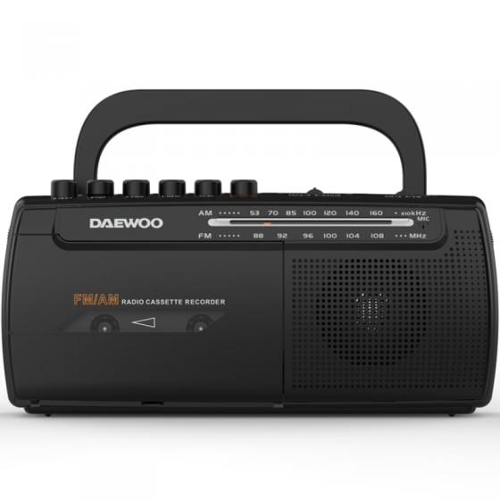Radio Cassete Daewoo DW1108/ con Cable/ a Pilas/ Negra