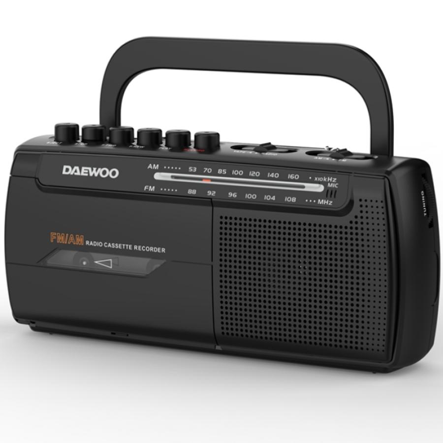 Radio Cassete Daewoo DW1108/ con Cable/ a Pilas/ Negra
