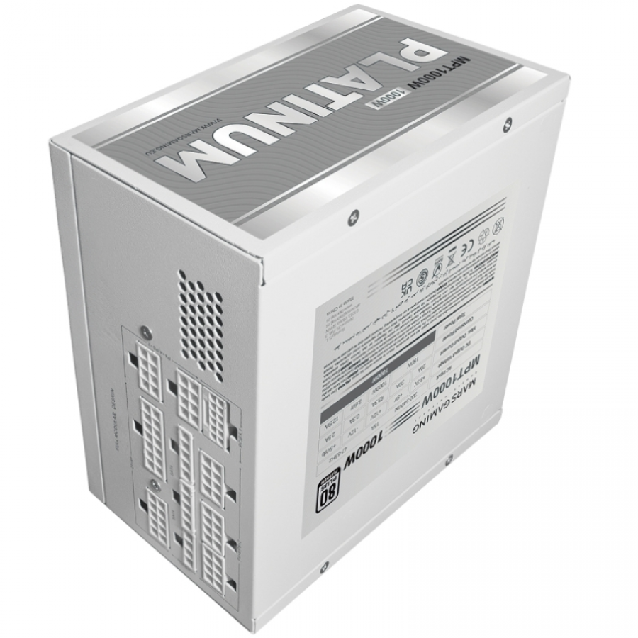 Fuente de Alimentación Mars Gaming MPT1000/ 1000W/ Ventilador 14cm/ ATX 3.1/ PCIe 5.1/ 80 Plus Platinum/ Blanca