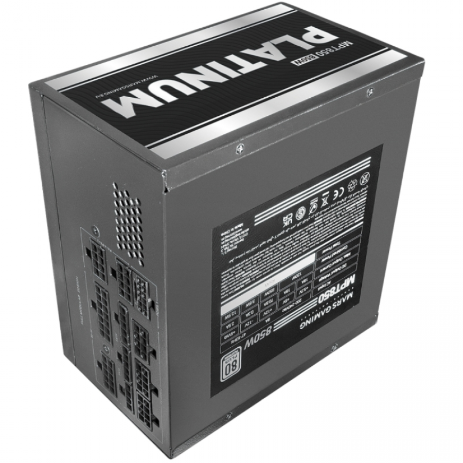 Fuente de Alimentación Mars Gaming MPT850/ 850W/ Ventilador 14cm/ ATX 3.1/ PCIe 5.1/ 80 Plus Platinum/ Negra