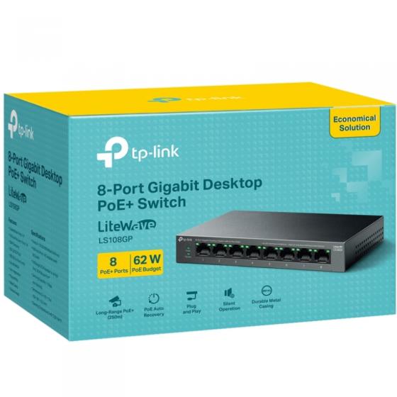 Switch TP-Link LS108GP 8 Puertos/ RJ-45 10/100/1000/ PoE+