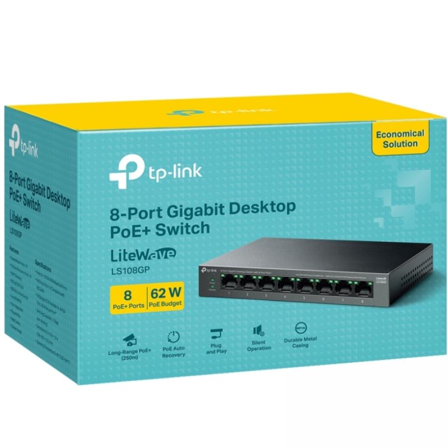 Switch TP-Link LS108GP 8 Puertos/ RJ-45 10/100/1000/ PoE+