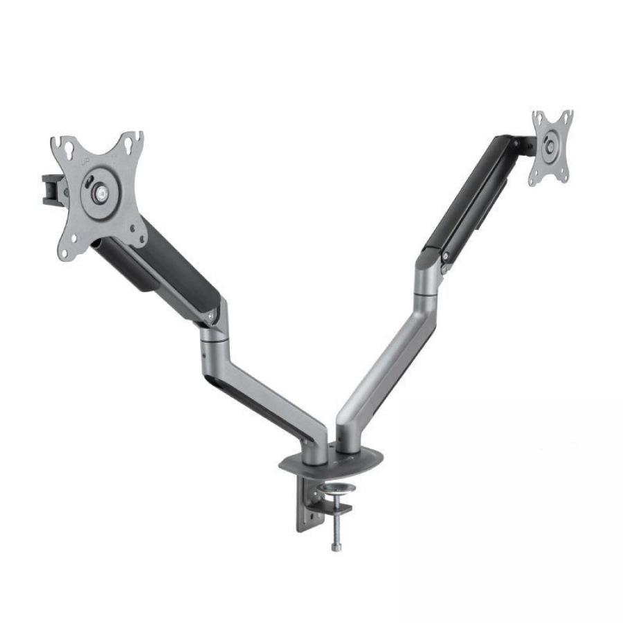 Soporte de Mesa para 2 Monitores TooQ DB4132TNR-G/ Giratorio/ Inclinable/ hasta 9kg