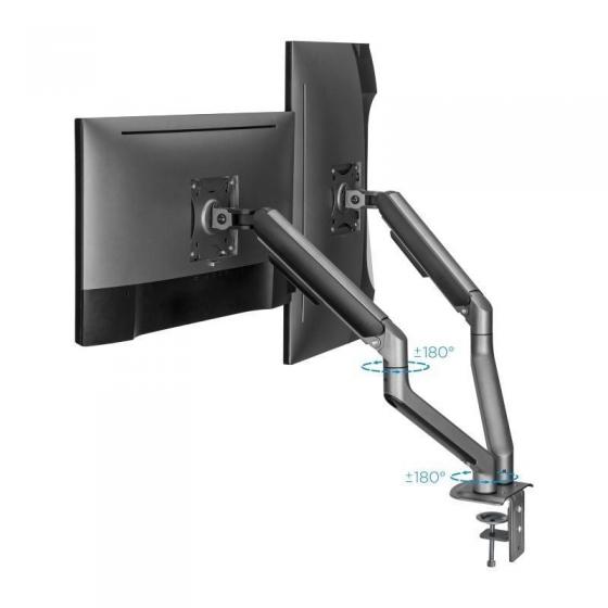 Soporte de Mesa para 2 Monitores TooQ DB4132TNR-G/ Giratorio/ Inclinable/ hasta 9kg