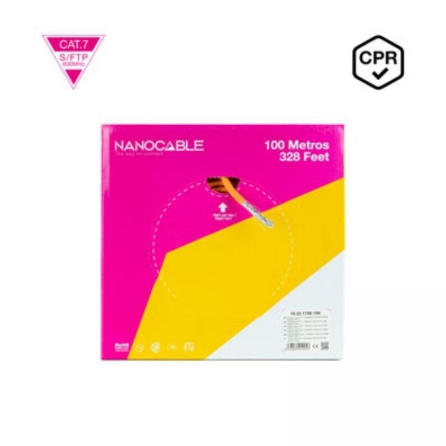 Bobina de Cable SFTP PIMF AWG23 Nanocable 10.20.1700-100 Cat.7/ 100m/ Naranja