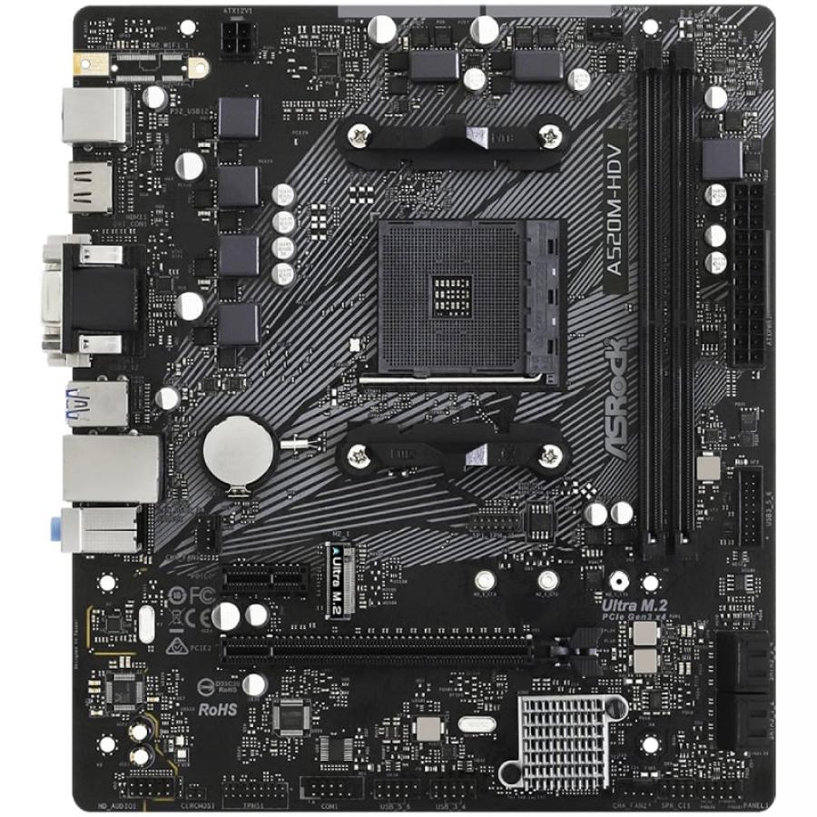 Placa Base Asrock A520M-HDV/ DDR4/ PCIe 3.0/ Socket AM4/ Micro ATX