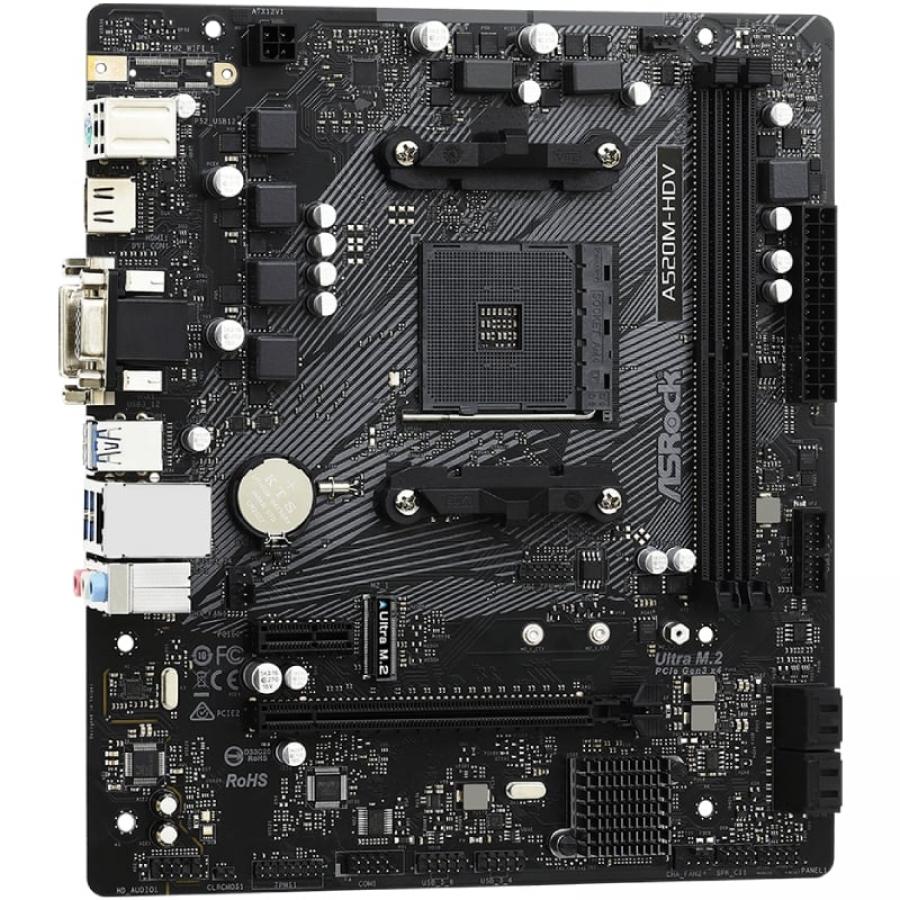 Placa Base Asrock A520M-HDV/ DDR4/ PCIe 3.0/ Socket AM4/ Micro ATX