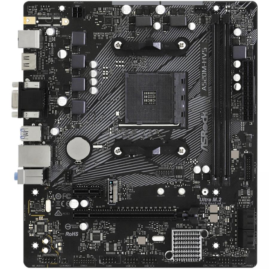 Placa Base Asrock A520M-HVS/ DDR4/ PCIe 3.0/ Socket AM4/ Micro ATX