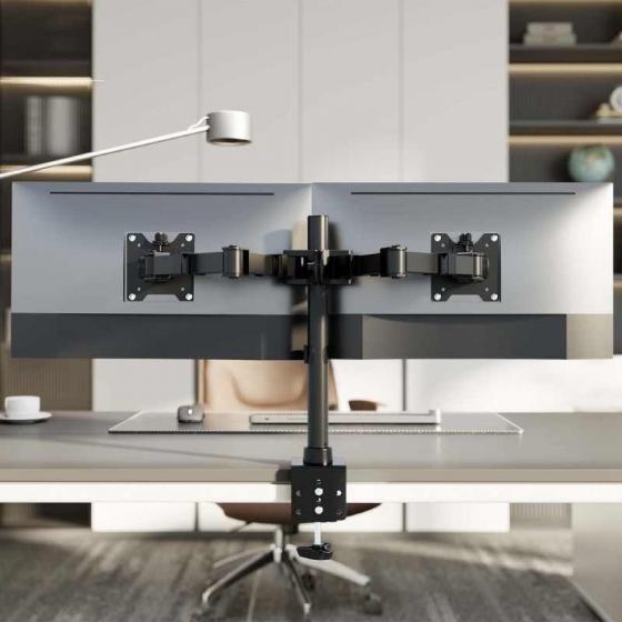 Soporte de Mesa para 2 Monitores Aisens DT35TSR-359/ Giratorio/ Inclinable/ hasta 20kg