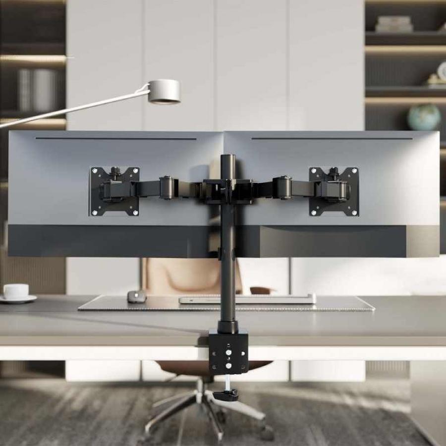 Soporte de Mesa para 2 Monitores Aisens DT35TSR-359/ Giratorio/ Inclinable/ hasta 20kg