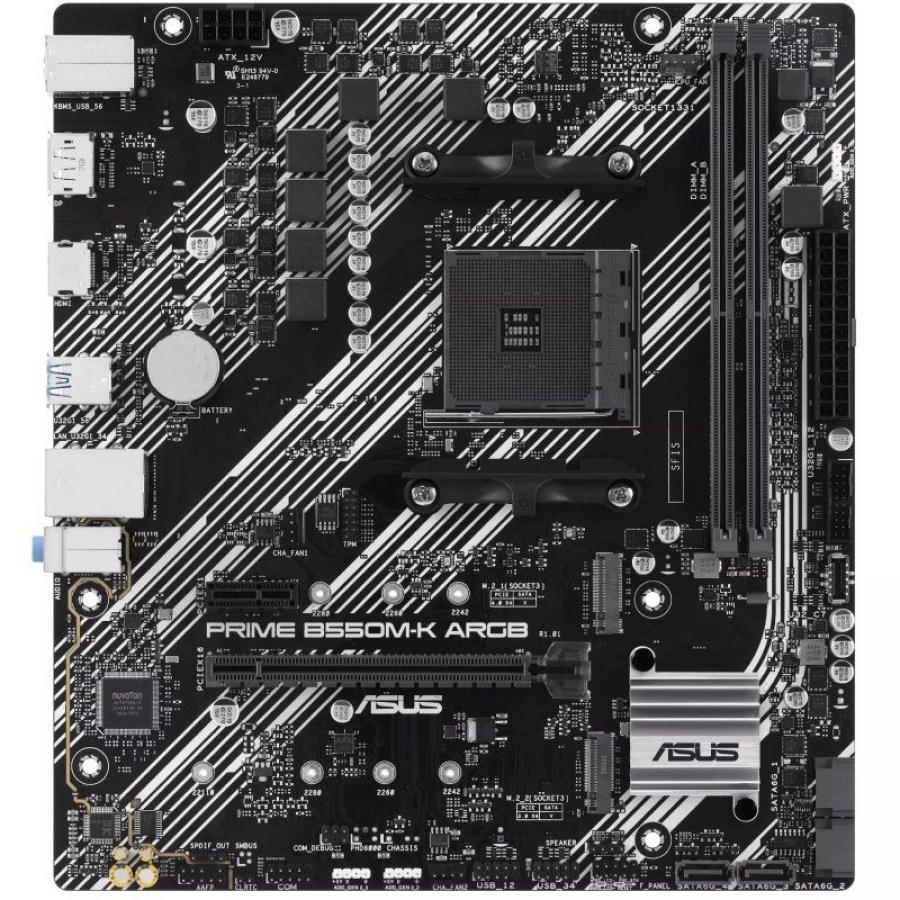 Placa Base Asus Prime B550M-K ARGB Socket AM4/ DDR4/ PCIe 4.0/ Micro ATX