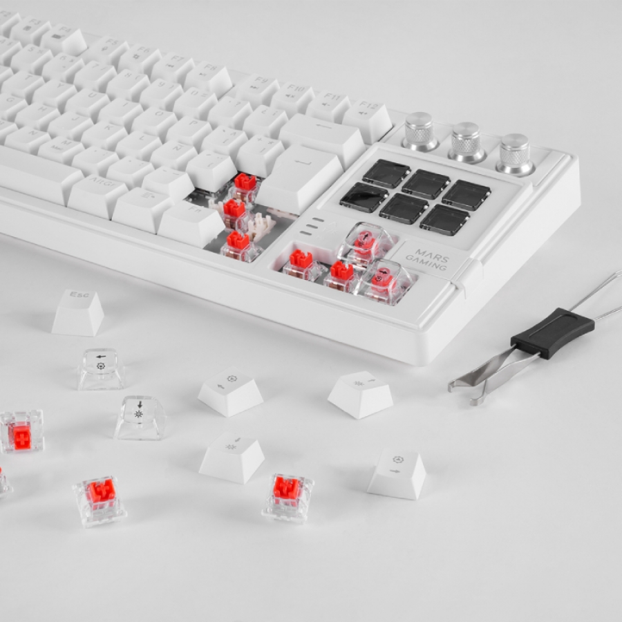 Teclado Gaming Mecánico Mars Gaming MK-MASTER/ Switch Rojo/ Blanco