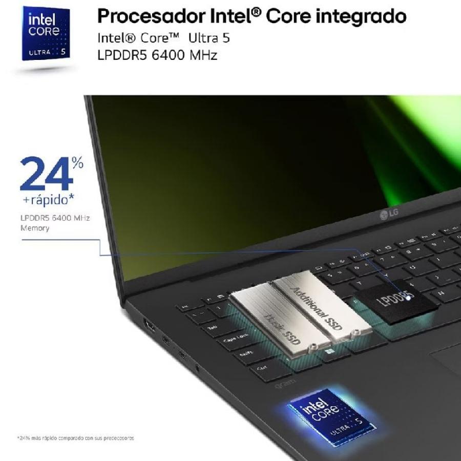 Portátil LG Gram 14ZB90S-G.AX55BN Intel Core Ultra 5-115U/ 16GB/ 512GB SSD/ 14'/ Sin Sistema Operativo