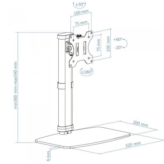Soporte de Sobremesa para Monitor TooQ DB1127TN-W/ Giratorio/ Inclinable/ hasta 6kg