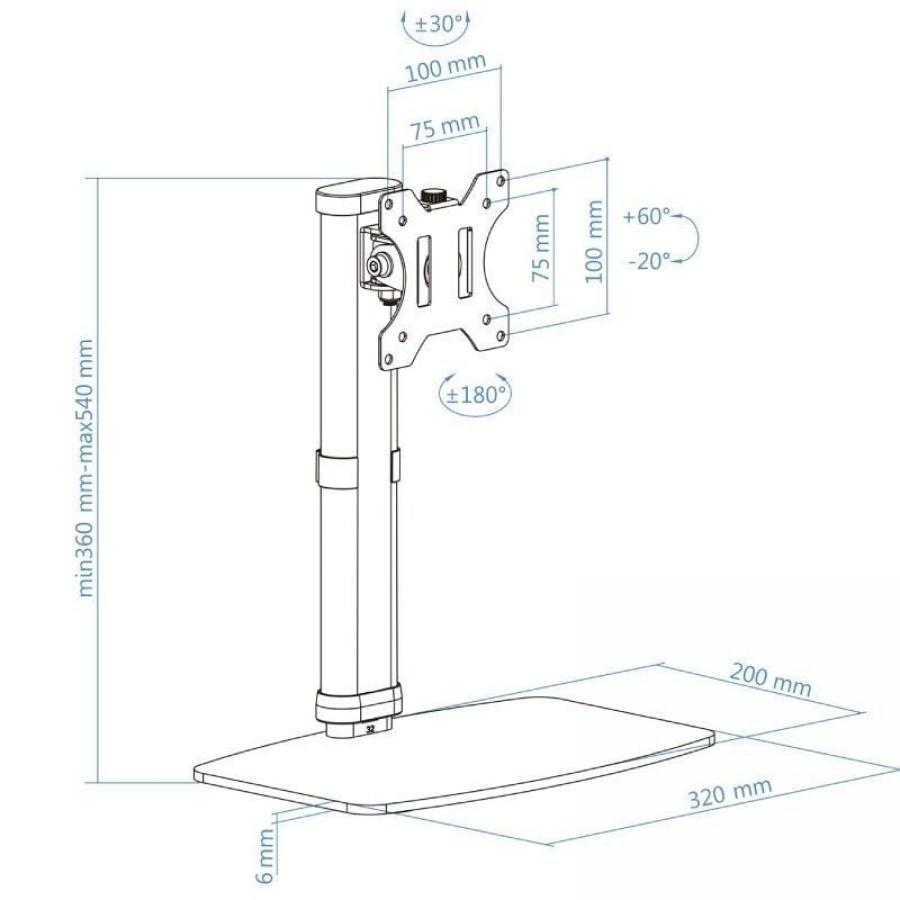 Soporte de Sobremesa para Monitor TooQ DB1127TN-W/ Giratorio/ Inclinable/ hasta 6kg