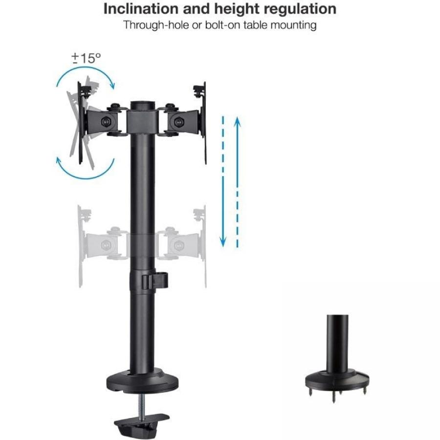 Soporte de Mesa para 2 Monitores TooQ DB1132TN-B/ Giratorio/ Inclinable/ hasta 8kg