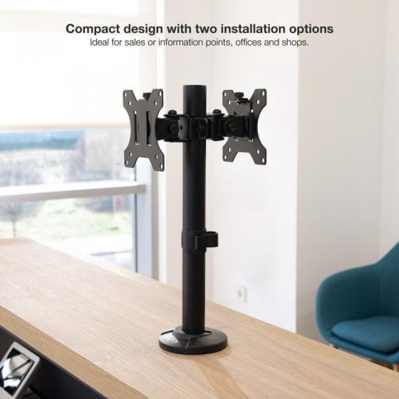 Soporte de Mesa para 2 Monitores TooQ DB1132TN-B/ Giratorio/ Inclinable/ hasta 8kg