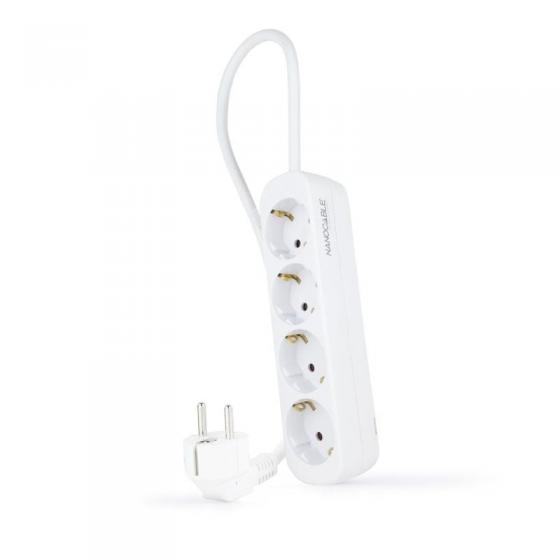 Regleta Nanocable 10.37.0004-NS/ 4 Tomas de Corriente/ Cable 1.4m/ Blanca