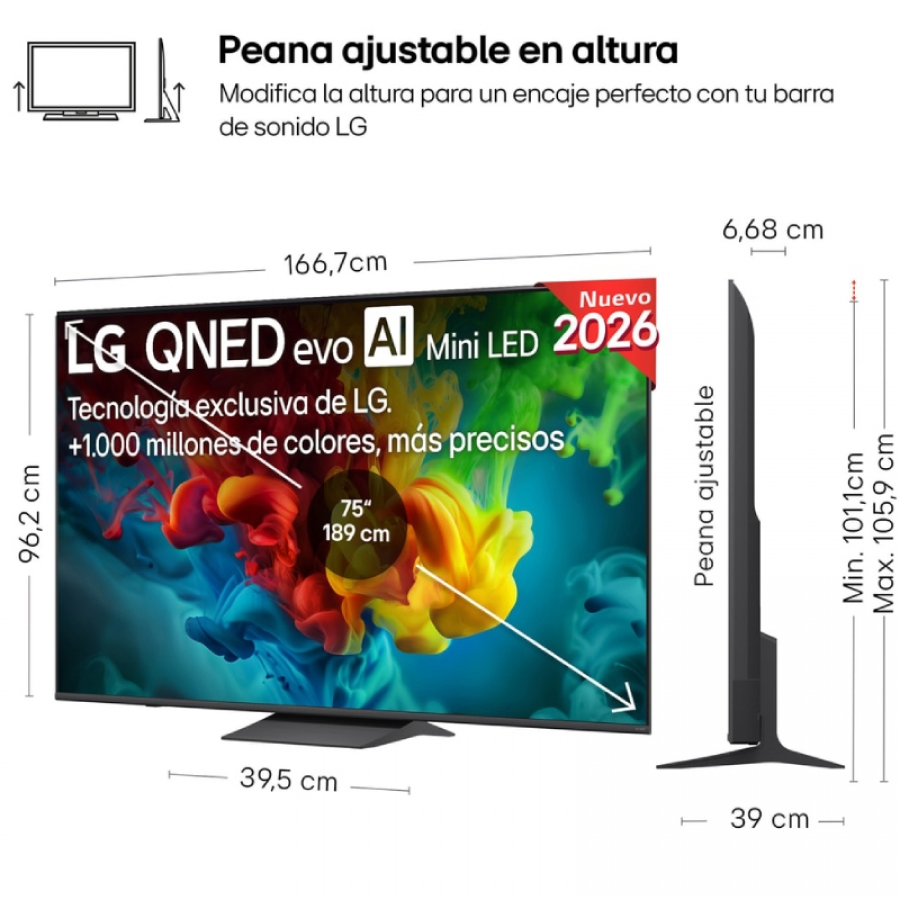 Televisor LG QNED evo AI QNED83B Mini LED 75QNED83B6A 75'/ Ultra HD 4K/ Smart TV/ WiFi