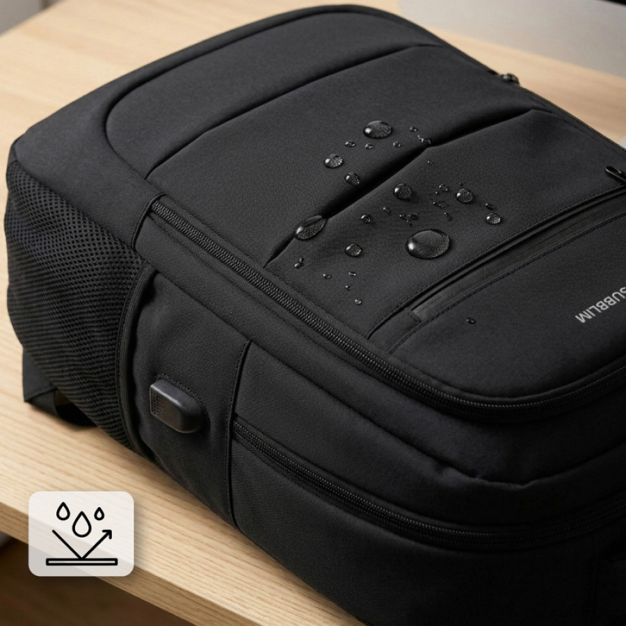 Mochila Subblim City Plus 26L Backpack para Portátiles hasta 16'/ Puerto USB/ Negra