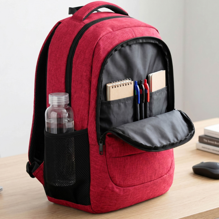 Mochila Subblim City Plus Backpack para Portátiles hasta 15.6'/ Puerto USB/ Roja