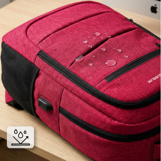 Mochila Subblim City Plus Backpack para Portátiles hasta 15.6'/ Puerto USB/ Roja