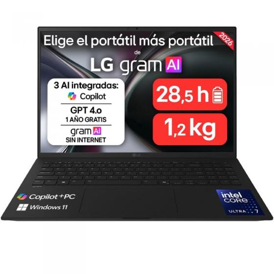 Portátil LG Gram 16Z90TL-V.AZ85BN Intel Core Ultra 7-258V/ 32GB/ 512GB SSD/ 16'/ Win11 Pro