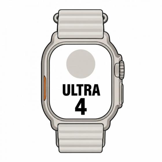 Apple Watch Ultra 4/ GPS/ 49mm/ Caja de Titanio Natural/ Correa Ocean Gris Translúcido