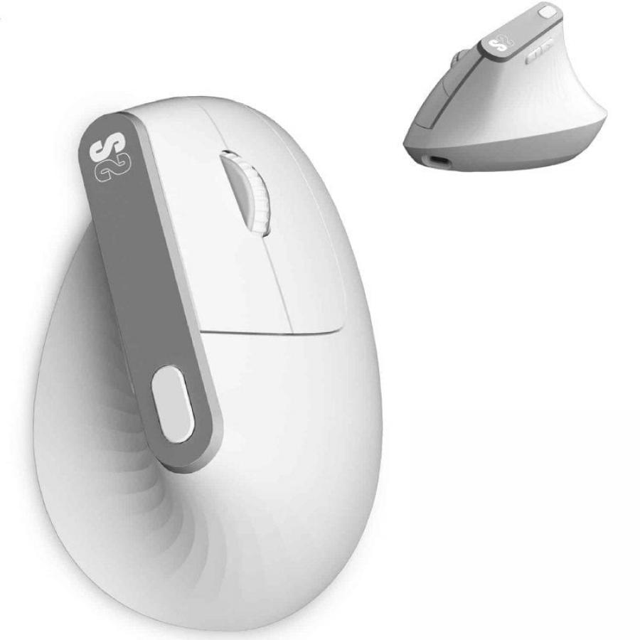 Ratón Vertical Inalámbrico Subblim Nature Vertical Ergo Dual Battery/ Batería Recargable/ Hasta 4000 DPI/ Blanco