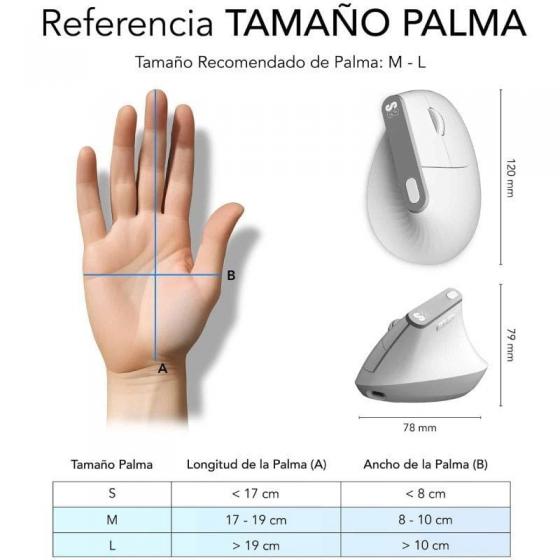 Ratón Vertical Inalámbrico Subblim Nature Vertical Ergo Dual Battery/ Batería Recargable/ Hasta 4000 DPI/ Blanco