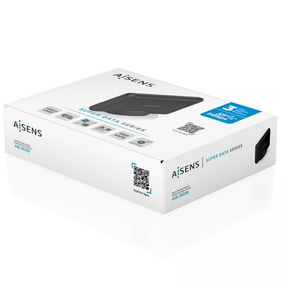 Caja Externa para Disco Duro de 3.5' Aisens ASE-3533B/ USB 3.1