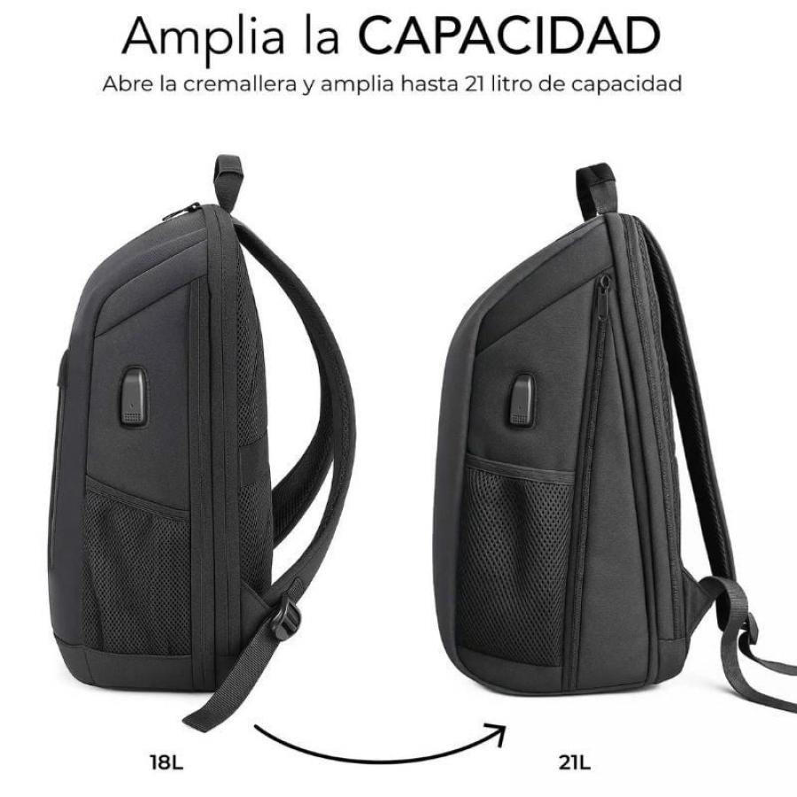 Mochila Subblim Xpand Air Padding Backpack para Portátiles hasta 15.6'/ 21L/ Puerto USB/ Negro
