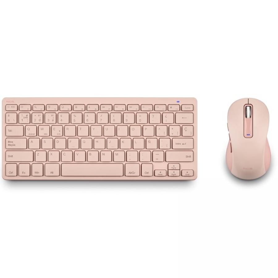 Teclado y Ratón Inalámbricos NGS Fantasy Kit/ Rosa/ Frances