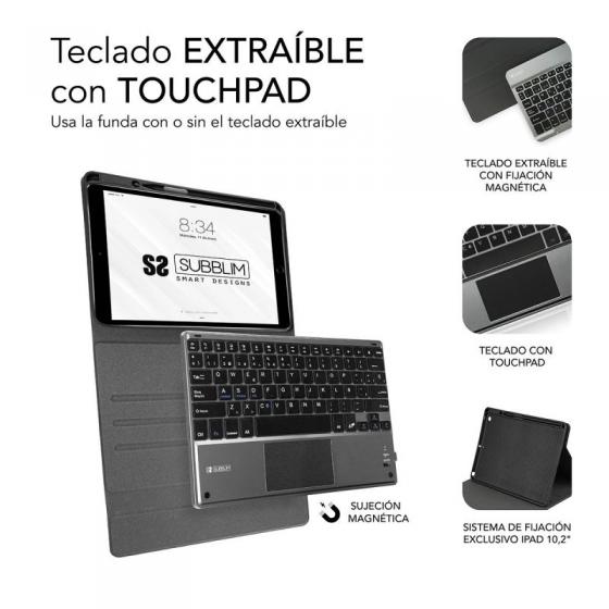 Funda con Teclado Subblim Keytab Pro Bluetooth Touchpad para Tablets de 10.1'/ Negra