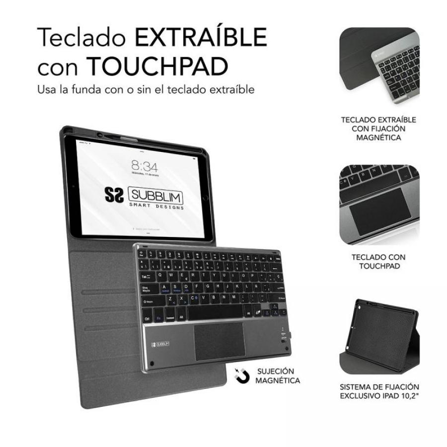 Funda con Teclado Subblim Keytab Pro Bluetooth Touchpad para Tablets de 10.1'/ Negra - Imagen 3