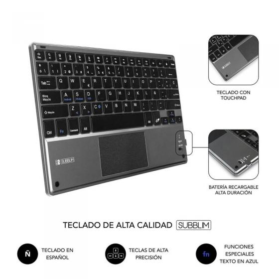 Funda con Teclado Subblim Keytab Pro Bluetooth Touchpad para Tablets de 10.1'/ Negra - Imagen 5
