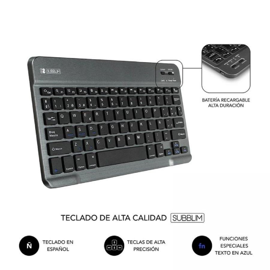 Funda con Teclado KeyTab Pro Bluetooth para Tablets Samsung GT A7 T500/505 de 10.4'/ Negra - Imagen 3