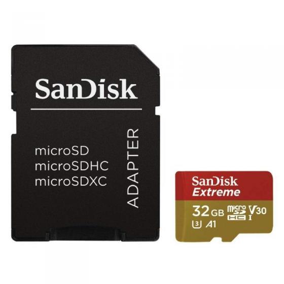 Tarjeta de Memoria SanDisk Extreme 32GB microSD HC UHS-I con Adaptador Clase 10 100MBs