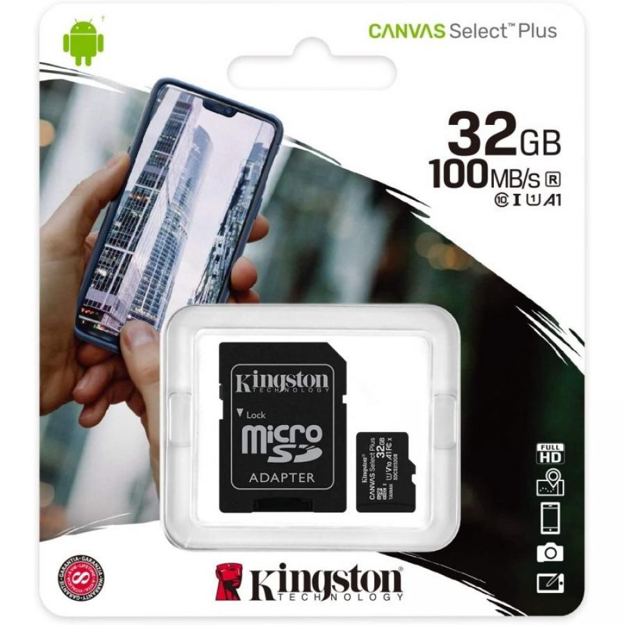 Tarjeta de Memoria Kingston CANVAS Select Plus 32GB microSD HC con Adaptador/ Clase 10/ 100MBs - Imagen 3