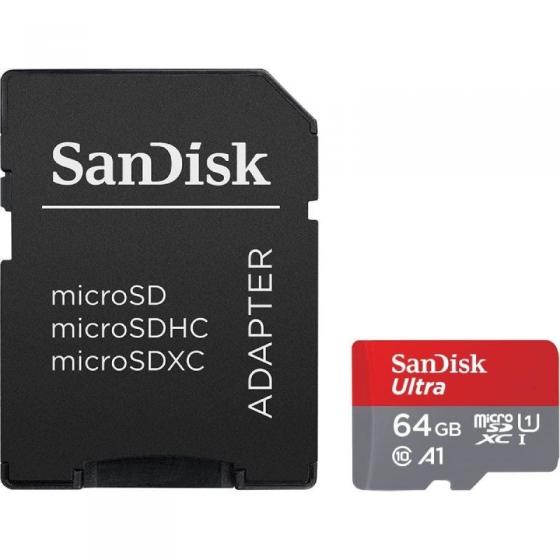 Tarjeta de Memoria SanDisk Ultra 64GB microSD XC UHS-I con Adaptador/ Clase 10/ 120MBs - Imagen 1