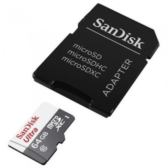 Tarjeta de Memoria SanDisk Ultra 64GB microSD XC con Adaptador Clase 10 100MB/s