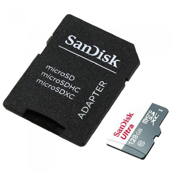 Tarjeta de Memoria SanDisk Ultra 128GB microSD XC con Adaptador Clase 10 80MB/s