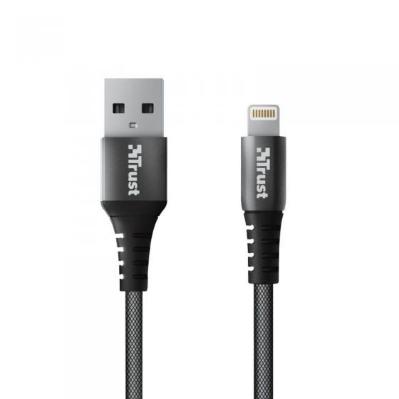 Cable USB 2.0 Trust Keyla 23570/ USB Macho - Lightning Macho/ 1m/ Negro