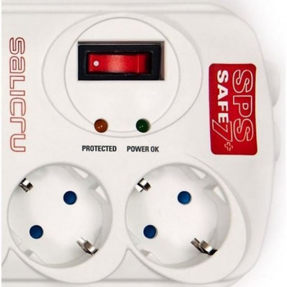 Regleta con interruptor Salicru SAFE 7/ 7 Tomas de corriente/ Blanca - Imagen 3